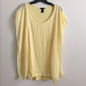 H&M Yellow cotton/chiffon detail top